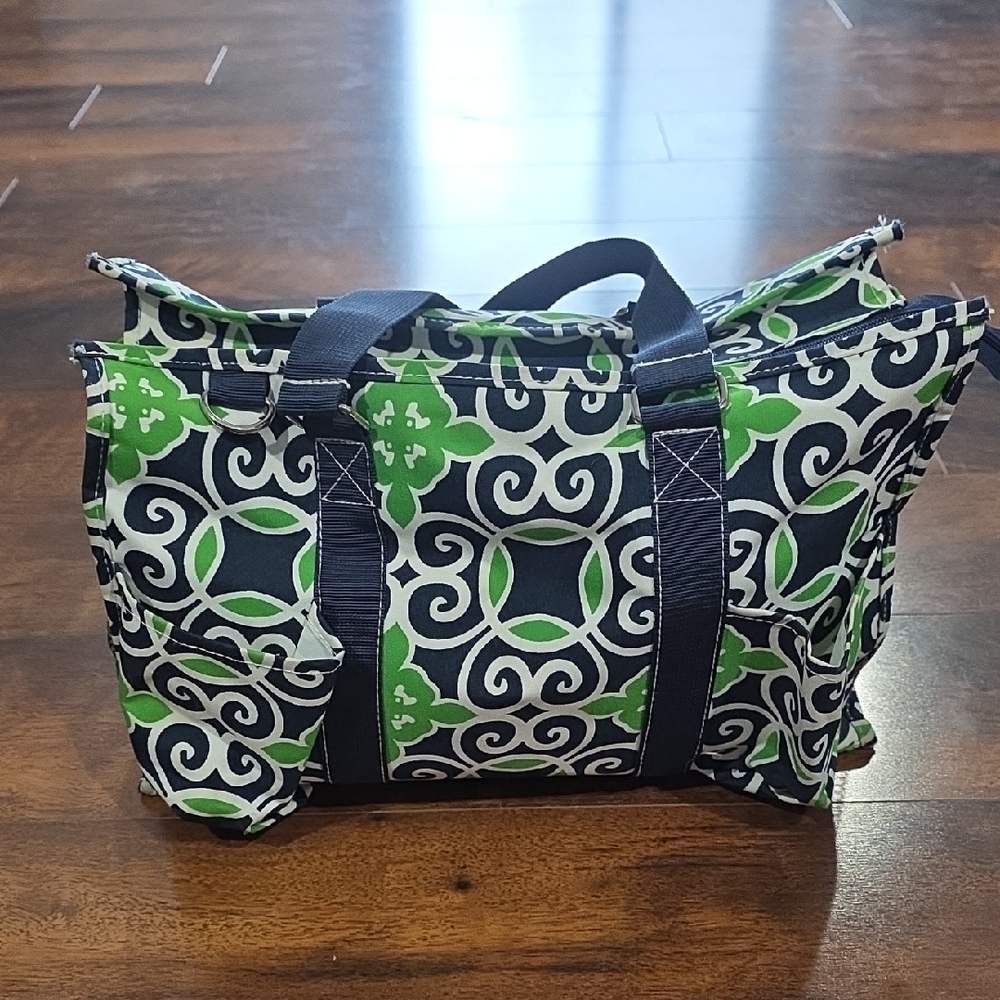 N. Gil Blue And Green Geometric Tote Bag